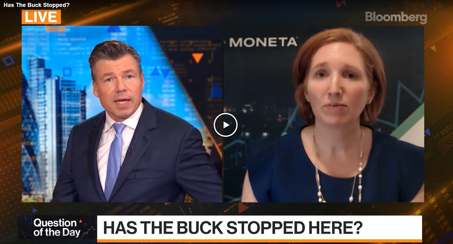 WATCH: Moneta CIO Aoifinn Devitt Discusses the recent slump of the US Dollar on Bloomberg TV