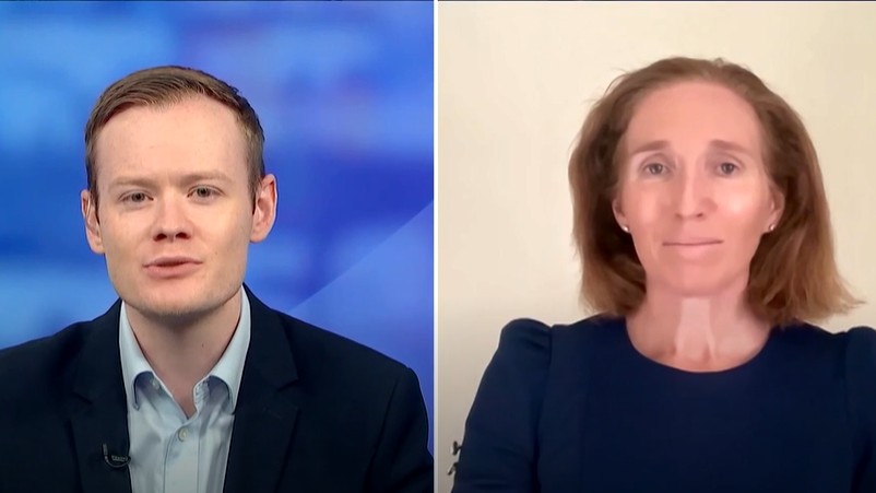 Aoifinn Devitt speaking with a Reuters anchor about the bond market